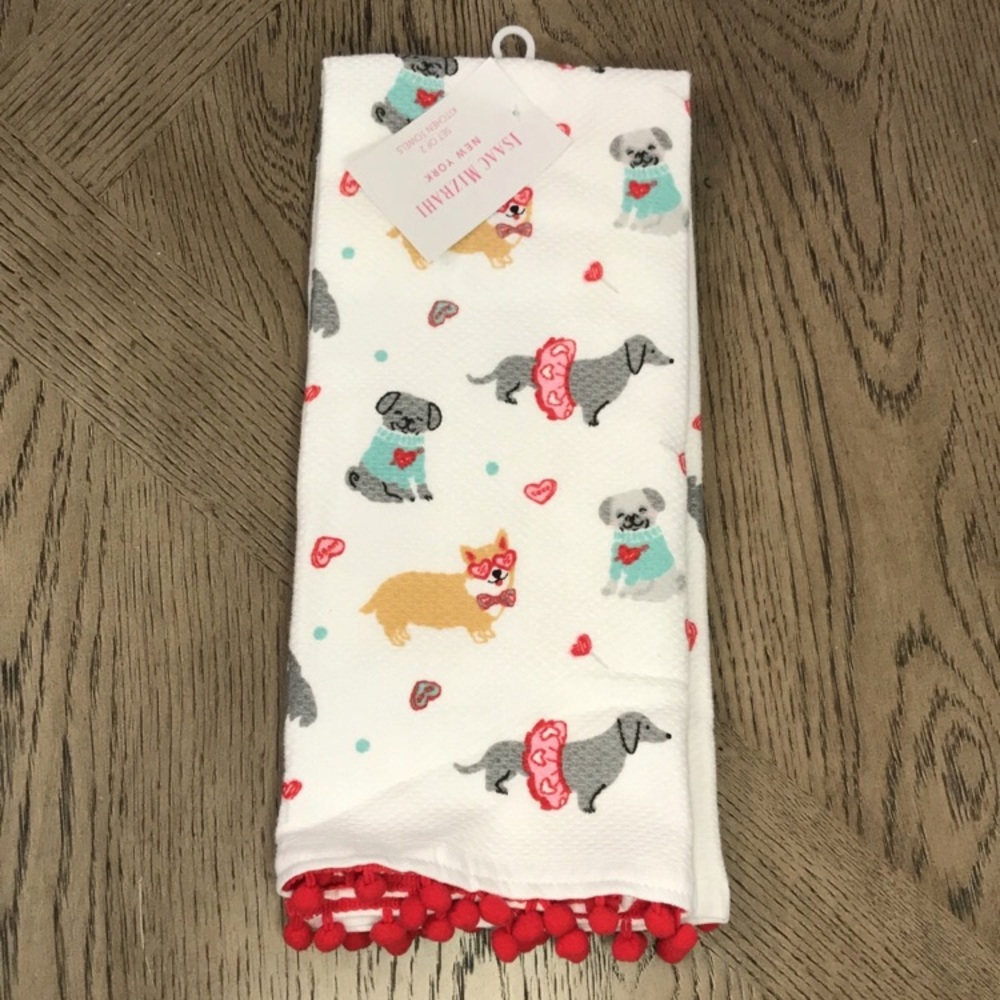 Valentines Dog Kitchen Towels 2pc